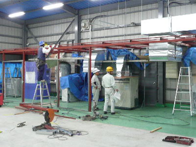 コンプレッサーの工場動力室新規 施工事例