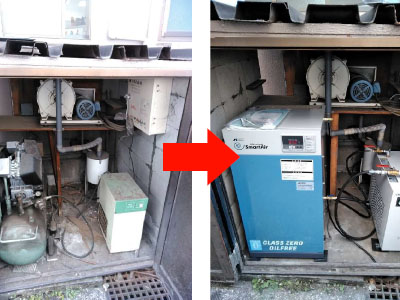 コンプレッサーの医療関係のコンプレッサー更新事例